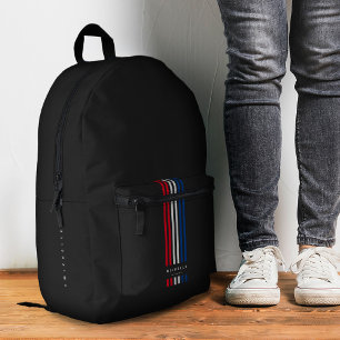 Sac À Dos Imprimé Élégant Monogramme rouge blanc rayures