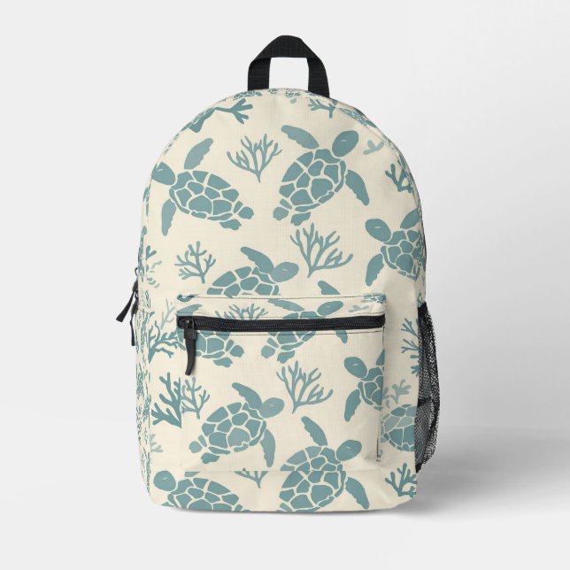 Sac À Dos Imprimé Elégant Motif corail bleu océan (Recto)