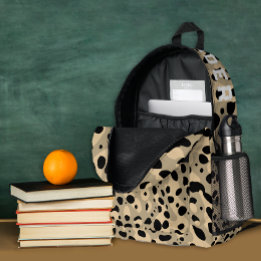 Sac À Dos Imprimé Élégant motif léopard sépia moderne et nom