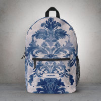 Élégant motif monogramme damassé toile de Jouy ble