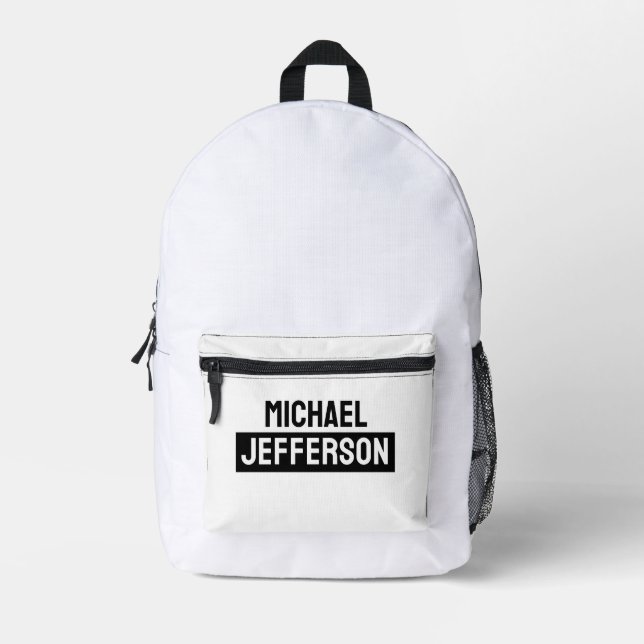 Sac À Dos Imprimé Élégant noir blanc clair personnalisé (Recto)