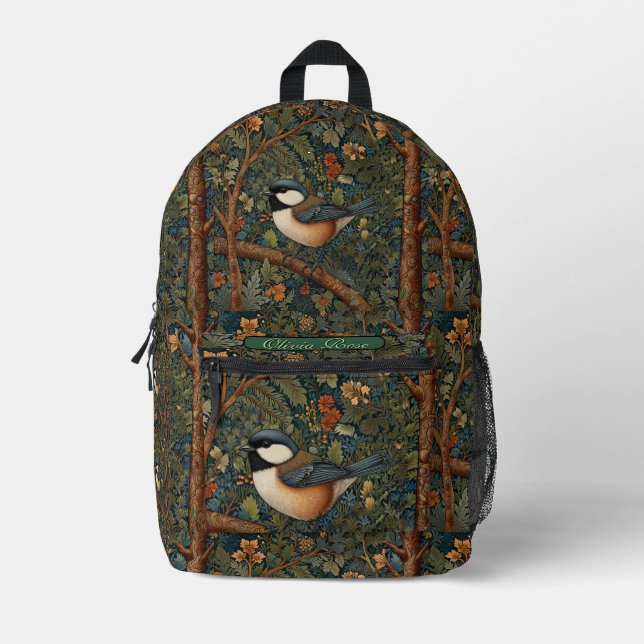Sac À Dos Imprimé Elegant retro woodland bird  (Recto)