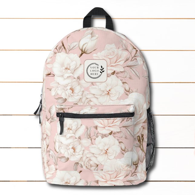 Sac À Dos Imprimé Élégant rose Floral Ajouter logo Entreprise (Créateur téléchargé)