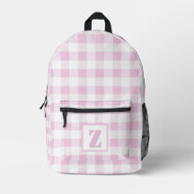 Élégant vichy rose blanc monogramme personnalisabl