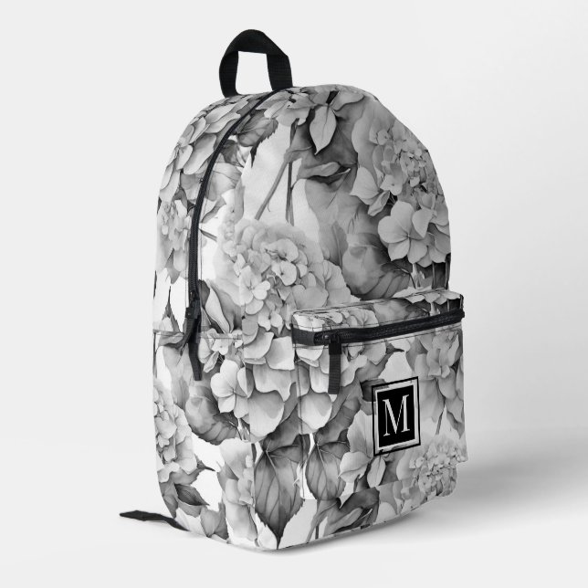Sac À Dos Imprimé Elégante aquarelle blanche grise noire (Coin arrière gauche)