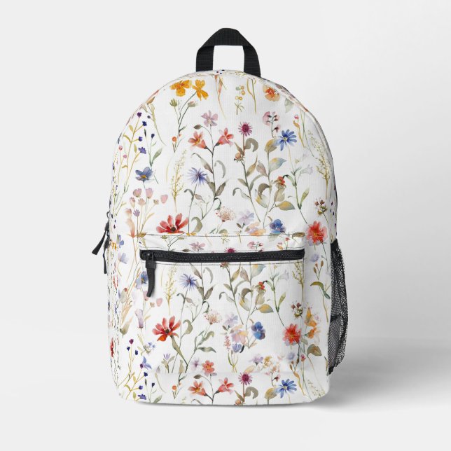Sac À Dos Imprimé Elégante aquarelle fleur sauvage (Recto)