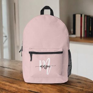 Sac À Dos Imprimé Élégante Monogramme rose de retour à l'école