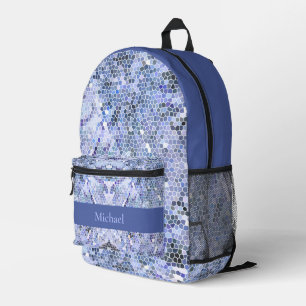 Sac À Dos Imprimé Elégante mosaïque bleue glace, coutume moderne