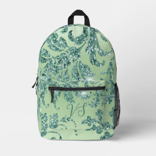Sac À Dos Imprimé Élégante Parties scintillant Turquoise Brocade Vin