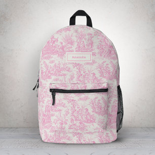Sac À Dos Imprimé Elégante toile rose vintage de jouy