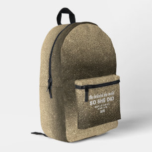 Sac À Dos Imprimé Elle a cru qu'elle pouvait Paillettes de Faux Or