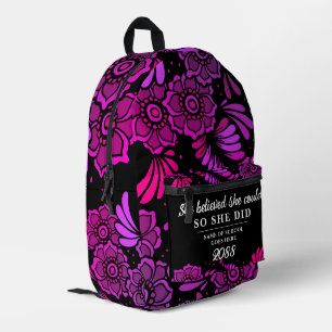 Sac À Dos Imprimé Elle croyait qu'elle pouvait Fleur Magenta Florale