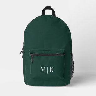 Sac À Dos Imprimé Emerald Green et White Monogramme moderne