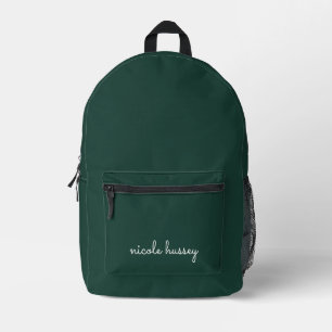 Sac À Dos Imprimé Émeraude verte Moderne Monogramme élégant