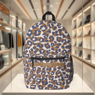 Sac À Dos Imprimé Empreinte de léopard-bleu et Brown