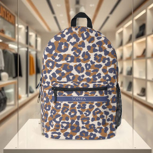 Sac À Dos Imprimé Empreinte de léopard-bleu et Brown