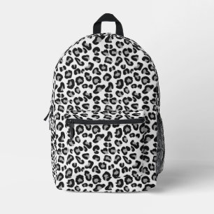 Sac À Dos Imprimé Empreinte de léopard en noir et blanc avec gris
