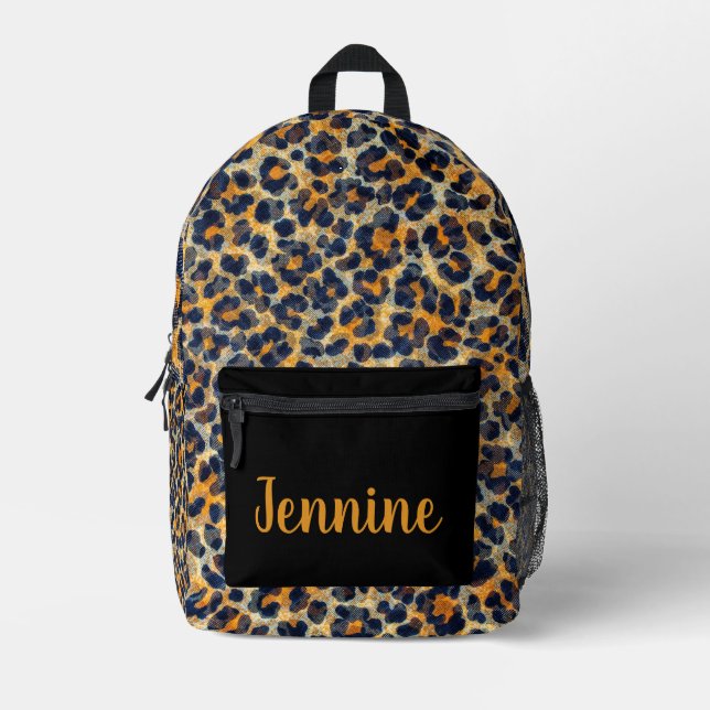 Sac À Dos Imprimé Empreinte de léopard personnalisé (Recto)