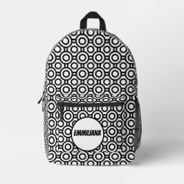 Sac à dos imprimé en noir et blanc géométrique pou