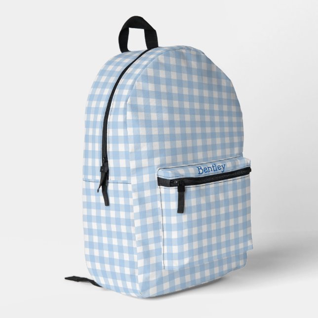 Sac À Dos Imprimé En vichy bleu petit-millénaire (Coin arrière gauche)