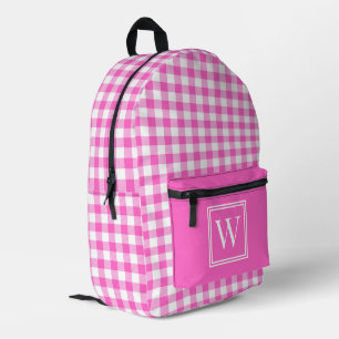 Sac À Dos Imprimé En vichy rose et blanc Vérifier le monogramme plai