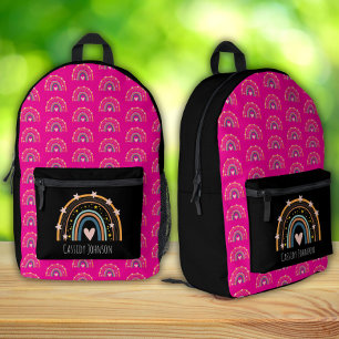 Sac À Dos Imprimé Enfants arc-en-ciel noir et rose 