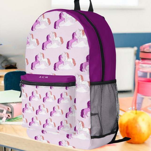 Sac À Dos Imprimé Enfants mignonne Unicornes Monogramme (Créateur téléchargé)