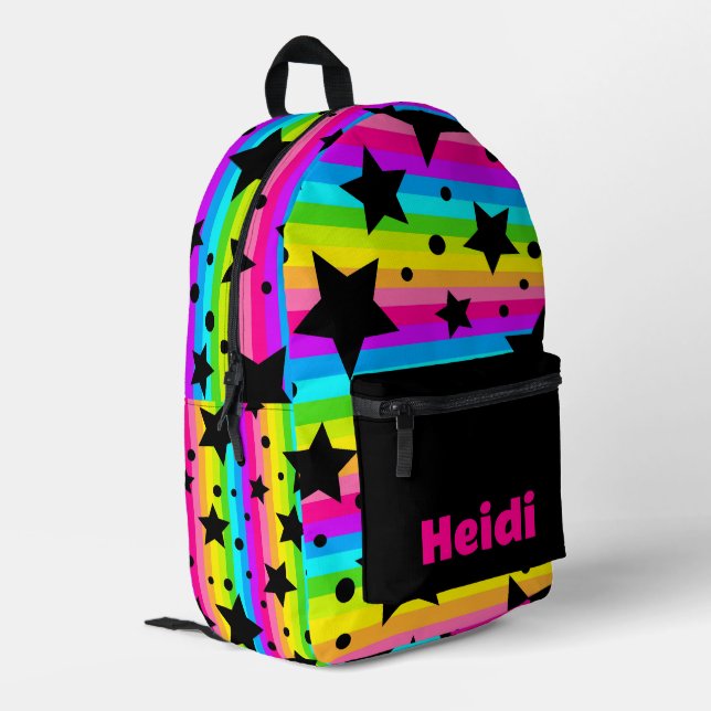 Sac À Dos Imprimé Enfants Moderne Bright Rose Rainbow Stars (Coin arrière gauche)