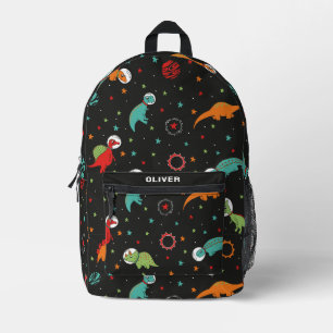 Sac À Dos Imprimé Espace Dino Dinosaure Dino Noir Personnalisé