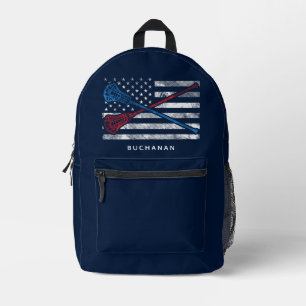Sac À Dos Imprimé États-Unis Drapeau et Lacrosse Bats Lax Joueurs su