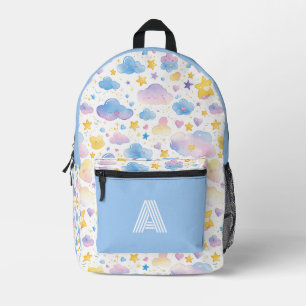 Sac À Dos Imprimé Étoiles Et Nuages Bleus Aquarelle Enfants