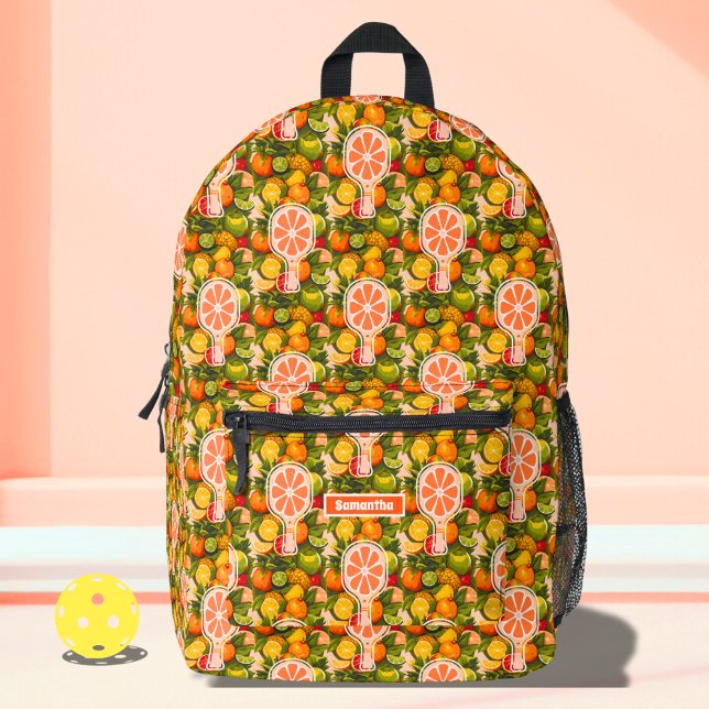 Sac À Dos Imprimé Fête de Mariage Retro Tropical Citron Pickleball (Créateur téléchargé)