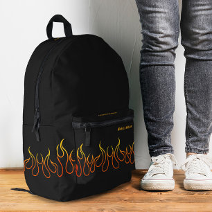 Sac À Dos Imprimé Feu de flamme élégant Noir orange rouge