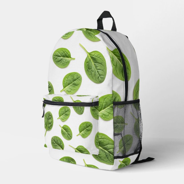 Sac À Dos Imprimé Feuille d'épinards bio Motif sans couture (Coin arrière droit)