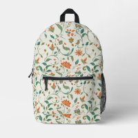 Feuilles bleu vintage et motifs floraux orange