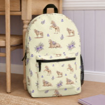 Fille Cheval Jaune Violet Motif Floral