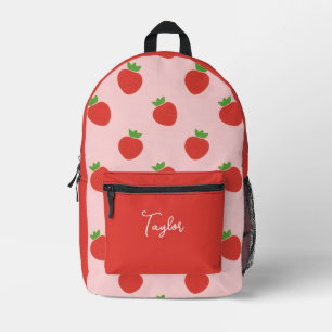 Sac À Dos Imprimé Fille Nom Personnalisé Fraise Rose Rouge