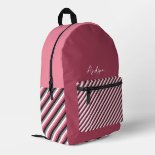 Sac À Dos Imprimé Fille personnalisée moderne rayures roses