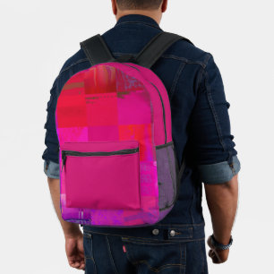 Sac À Dos Imprimé Filles aux rayons X Grille d'art de glitch Rose Ch