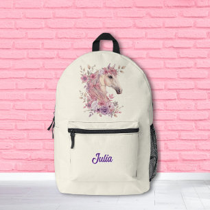Sac À Dos Imprimé Filles Jolis Poneys Floral Pastel Cheval