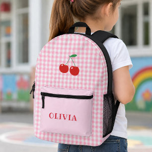 Sac À Dos Imprimé Filles joyeuses à carreaux roses et cerises