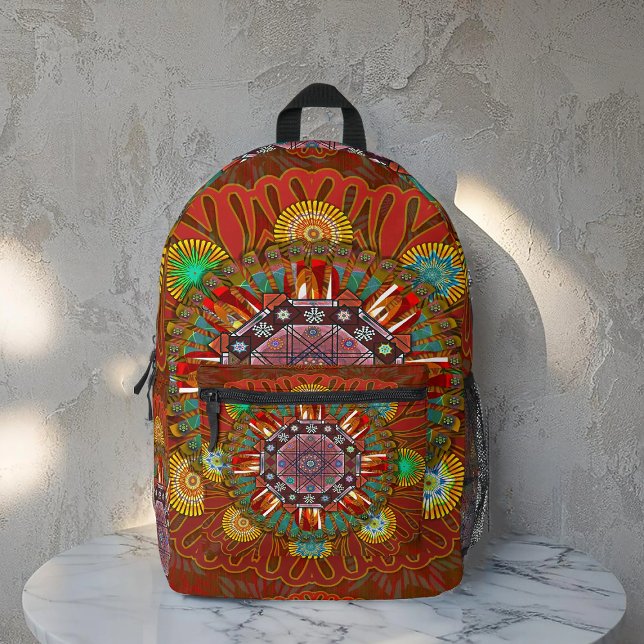 Sac À Dos Imprimé Filtre Floral Rouge de Squire Manipur Mandala (Créateur téléchargé)