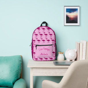 Sac À Dos Imprimé Flamant rose brillant motif Nom personnalisé