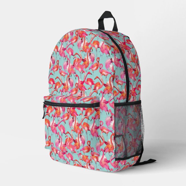 Sac À Dos Imprimé Flamants roses aquarelle rassemblés (Coin arrière droit)