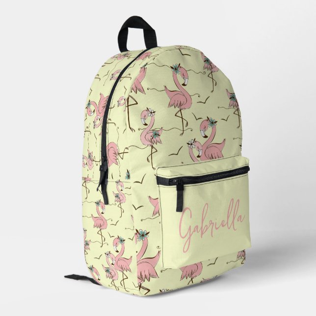 Sac À Dos Imprimé Flamants roses personnalisés (Coin arrière gauche)