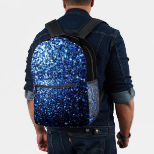 Sac À Dos Imprimé Flamme de parties scintillant bleu foncé et noir