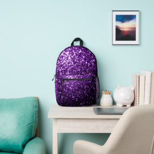 Sac À Dos Imprimé Flamme de parties scintillant violet foncé