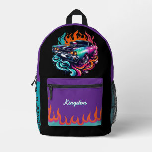 Sac À Dos Imprimé Flamme Muscle voiture bonbon Peinture violet Turqu