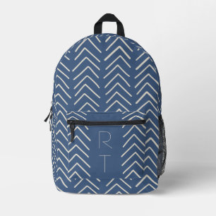 Sac À Dos Imprimé Flèches géométriques bleues tendance Monogrammes I
