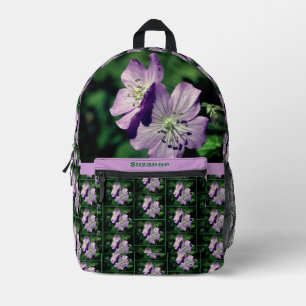 Sac À Dos Imprimé Fleur de géranium violet personnalisée